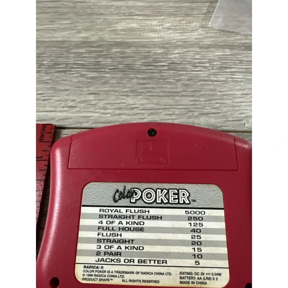 Vintage 1999 Radica Color Poker Handheld‎ Electronic Game Pink Retro Toy 1109